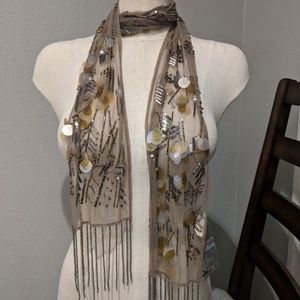 New Chico's sequined, beaded scarve shawl